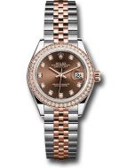  *Pre-Owned* Rolex Steel and Everose Gold Rolesor Lady-Datejust 28 Watch - Diamond Bezel - Chocolate Diamond Dial - Jubilee Bracelet