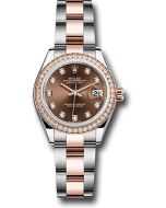 *Pre-Owned* Rolex Steel and Everose Gold Rolesor Lady-Datejust 28 Watch - Diamond Bezel - Chocolate Diamond Dial - Oyster Bracelet