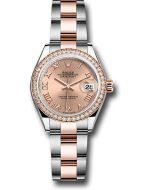   *Pre-Owned* Rolex Everose Rolesor Lady-Datejust Watch - Diamond Bezel - RosÃ© Roman Dial - Oyster Bracelet