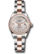  *Pre-Owned* Rolex Steel and Everose Gold Rolesor Lady-Datejust 28 Watch - Diamond Bezel - Sundust Diamond Star Dial - Oyster Bracelet