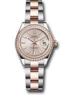 *Pre-Owned* Rolex Steel and Everose Gold Rolesor Lady-Datejust 28 Watch - Diamond Bezel - Sundust Index Dial - Oyster Bracelet