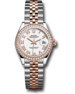  *Pre-Owned* Rolex Steel and Everose Gold Rolesor Lady-Datejust 28 Watch - Diamond Bezel - White Roman Dial - Jubilee Bracelet