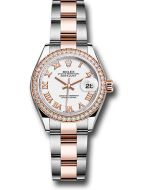  *Pre-Owned* Rolex Steel and Everose Gold Rolesor Lady-Datejust 28 Watch - Diamond Bezel - White Roman Dial - Oyster Bracelet