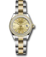  *Pre-Owned* Rolex Steel and Yellow Gold Rolesor Lady-Datejust 28 Watch - Diamond Bezel - Champagne Index Dial - Oyster Bracelet