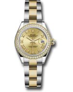  *Pre-Owned* Rolex Steel and Yellow Gold Rolesor Lady-Datejust 28 Watch - Diamond Bezel - Champagne Roman Dial - Oyster Bracelet