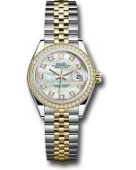 *Pre-Owned* Rolex Steel and Yellow Gold Rolesor Lady-Datejust 28 Watch - Diamond Bezel - White Mother-Of-Pearl Diamond Dial - Jubilee Bracelet