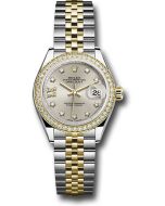 *Pre-Owned* Rolex Steel and Yellow Gold Rolesor Lady-Datejust 28 Watch - Diamond Bezel - Silver Diamond Star Dial - Jubilee Bracelet
