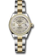 *Pre-Owned* Rolex Steel and Yellow Gold Rolesor Lady-Datejust 28 Watch - Diamond Bezel - Silver Diamond Star Dial - Oyster Bracelet