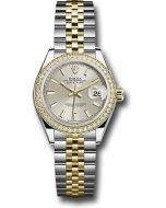 *Pre-Owned* Rolex Steel and Yellow Gold Rolesor Lady-Datejust 28 Watch - Diamond Bezel - Silver Index Dial - Jubilee Bracelet