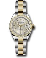  *Pre-Owned* Rolex Steel and Yellow Gold Rolesor Lady-Datejust 28 Watch - Diamond Bezel - Silver Index Dial - Oyster Bracelet