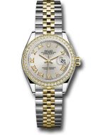  *Pre-Owned* Rolex Steel and Yellow Gold Rolesor Lady-Datejust 28 Watch - Diamond Bezel - Silver Roman Dial - Jubilee Bracelet