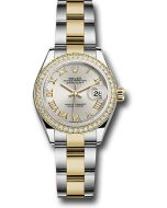  *Pre-Owned* Rolex Steel and Yellow Gold Rolesor Lady-Datejust 28 Watch - Diamond Bezel - Silver Roman Dial - Oyster Bracelet
