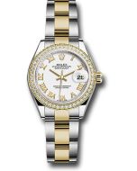 *Pre-Owned* Rolex Steel and Yellow Gold Rolesor Lady-Datejust 28 Watch - Diamond Bezel - White Roman Dial - Oyster Bracelet