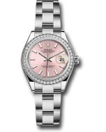 *Pre-Owned* Rolex Steel and White Gold Rolesor Lady-Datejust 28 Watch - 44 Diamond Bezel - Pink Index Dial - Oyster Bracelet