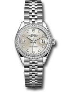  *Pre-Owned* Rolex Steel and White Gold Rolesor Lady-Datejust 28 Watch - 44 Diamond Bezel - Silver Diamond Star Dial - Jubilee Bracelet