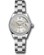  *Pre-Owned* Rolex Steel and White Gold Rolesor Lady-Datejust 28 Watch - 44 Diamond Bezel - Silver Diamond Star Dial - Oyster Bracelet