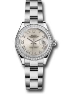  *Pre-Owned* Rolex Steel and White Gold Rolesor Lady-Datejust 28 Watch - 44 Diamond Bezel - Silver Roman Dial - Oyster Bracelet