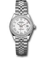 *Pre-Owned* Rolex Steel and White Gold Rolesor Lady-Datejust 28 Watch - 44 Diamond Bezel - White Roman Dial - Jubilee Bracelet