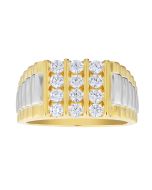 Diamond Men's Three Row Two Tone Ring