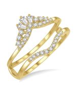 Ylena Chevron Baguette Diamond Insert Ring Yellow Gold Diamond Wrap & Enhancer