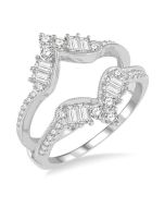 Amara Cassia Chevron Baguette Diamond Insert Ring White Gold Diamond Wrap & Enhancer