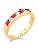 Isolde Radiance Aura Channel Set Alternate Gemstone & Diamond Wedding Band