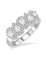 Eirene Radiance Meadow Pear Shape Stone Halo Half Eternity Diamond Wedding Band