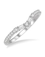 Bellona Ember Luxe Chevron Baguette Diamond Wedding Band