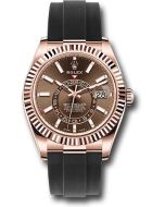 *Pre-Owned* Rolex Everose Gold Sky-Dweller Watch - Chocolate Index Dial - Oysterflex Bracelet