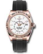  *Pre-Owned* Rolex Everose Gold Sky-Dweller Watch - White Index Dial - Oysterflex Bracelet