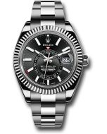  *Pre-Owned* Rolex White Rolesor Sky-Dweller Watch - Black Index Dial - Oyster Bracelet