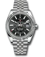 *Pre-Owned* Rolex Oyster Perpetual White Rolesor Sky-Dweller Watch - Black Index Dial - Jubilee Bracelet