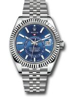  *Pre-Owned* Rolex Oyster Perpetual White Rolesor Sky-Dweller Watch - Blue Index Dial - Jubilee Bracelet