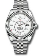  *Pre-Owned* Rolex Oyster Perpetual White Rolesor Sky-Dweller Watch - White Index Dial - Jubilee Bracelet