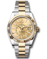  *Pre-Owned* Rolex Yellow Rolesor Sky-Dweller Watch - Fluted Ring Command Bezel - Champagne Index Dial - Oyster Bracelet
