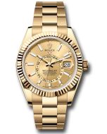  *Pre-Owned* Rolex Yellow Gold Sky-Dweller Watch - Fluted Ring Command Bezel - Champagne Index Dial - Oyster Bracelet