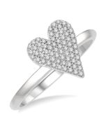 Pave-Set Heart Shape Diamond Fashion Ring