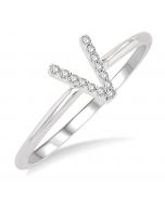 'V' Initial Diamond Ring