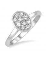 Oval Shape Bezel Set Diamond Ring