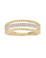 Diamond Center Row with Beaded Edges Two Tone Ring