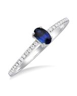 Oval Shape Gemstone & Petite Diamond Fashion Ring