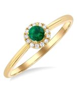 Gemstone & Halo Diamond Ring