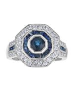 Diamond and Genuine Sapphire Vintage Style Ring