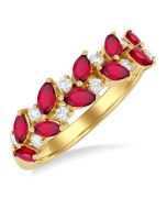 Marquise Shape Gemstone & Diamond Band