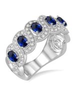 Seraph Gleam Opus Oval Shape Gemstone & Diamond Wedding Band