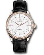  *Pre-Owned* Rolex Cellini Time Watch - Everose - White Dial - Black Leather Strap