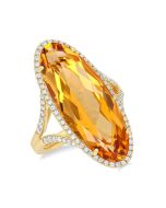 Auriel Glow 14K Yellow Gold Oval-Cut Citrine & Diamond Halo Ring