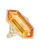 Solaris Prism 14K Yellow Gold Hexagon-Cut Citrine & Diamond Halo Ring
