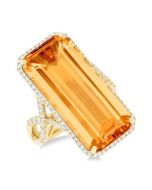 Golden Ember 14K Yellow Gold Emerald-Cut Citrine & Diamond Halo Ring