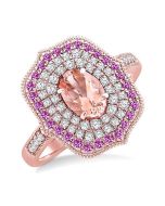 CaZenLux ThLoSol 14K Rose Gold Diamond Ring
